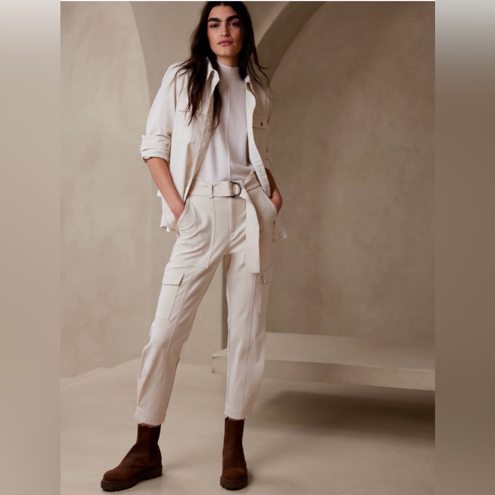 New! Banana Republic Stretch Cargo Pant in Transition Cream White, Size 14 - Picture 5 of 5